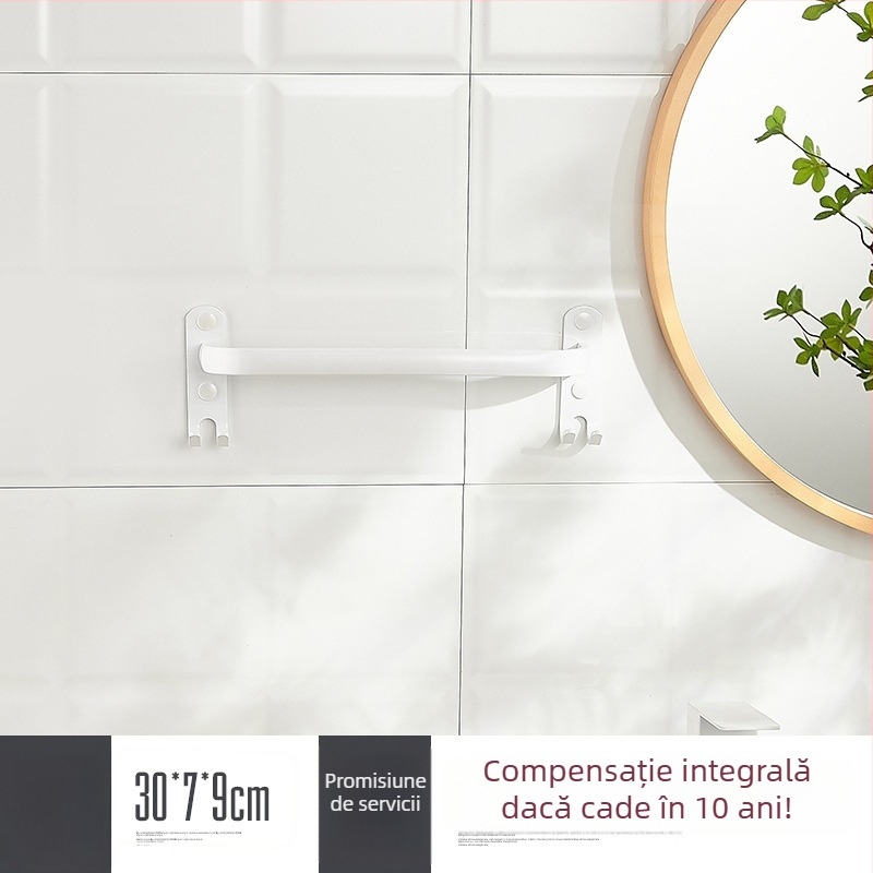 Raft de prosoape montat pe perete, fără găuri – aliaj de aluminiu, trei niveluri, sarcină 15 kg, finisaj emailat