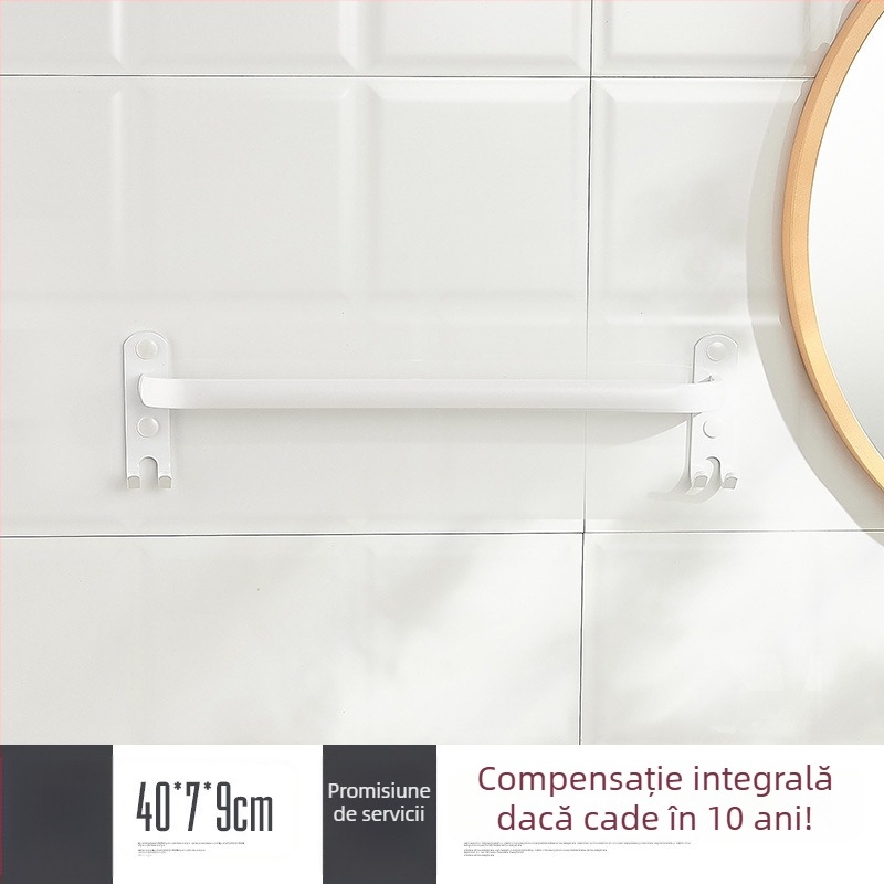 Raft de prosoape montat pe perete, fără găuri – aliaj de aluminiu, trei niveluri, sarcină 15 kg, finisaj emailat