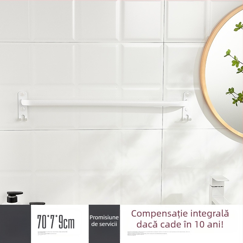 Raft de prosoape montat pe perete, fără găuri – aliaj de aluminiu, trei niveluri, sarcină 15 kg, finisaj emailat