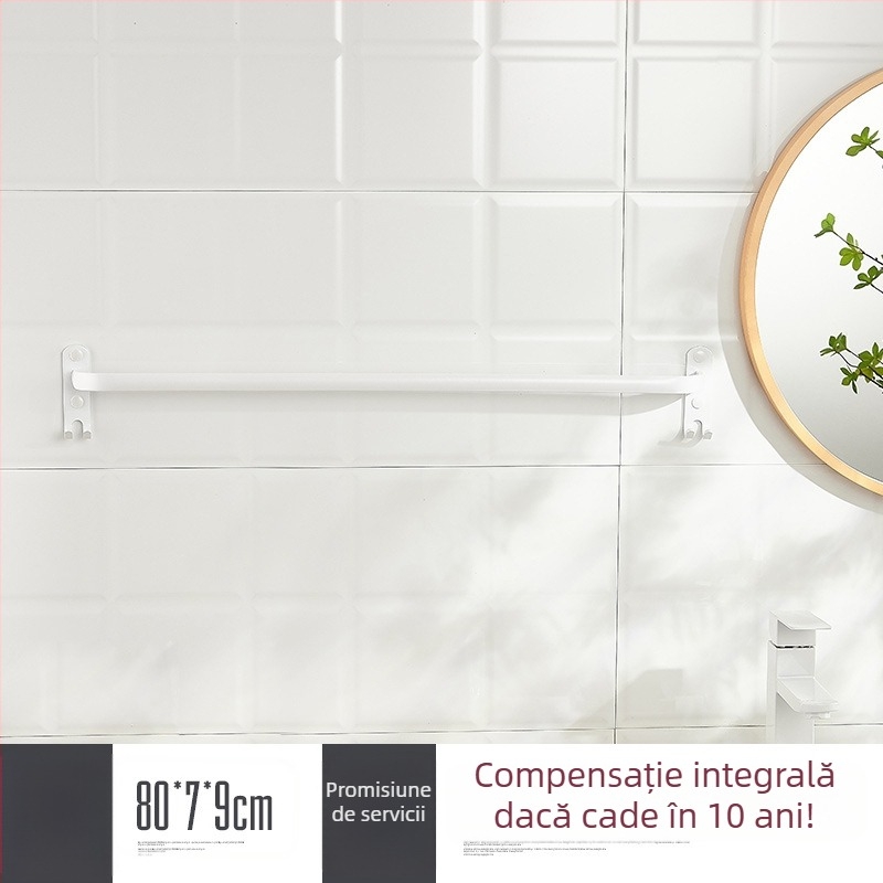 Raft de prosoape montat pe perete, fără găuri – aliaj de aluminiu, trei niveluri, sarcină 15 kg, finisaj emailat