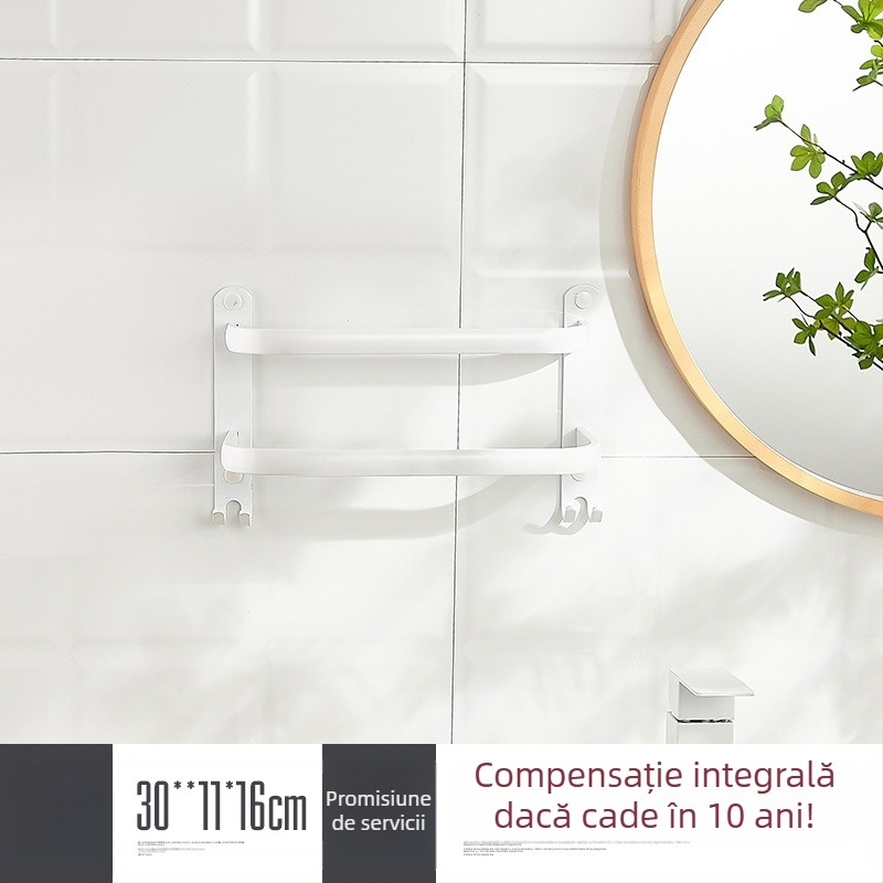 Raft de prosoape montat pe perete, fără găuri – aliaj de aluminiu, trei niveluri, sarcină 15 kg, finisaj emailat