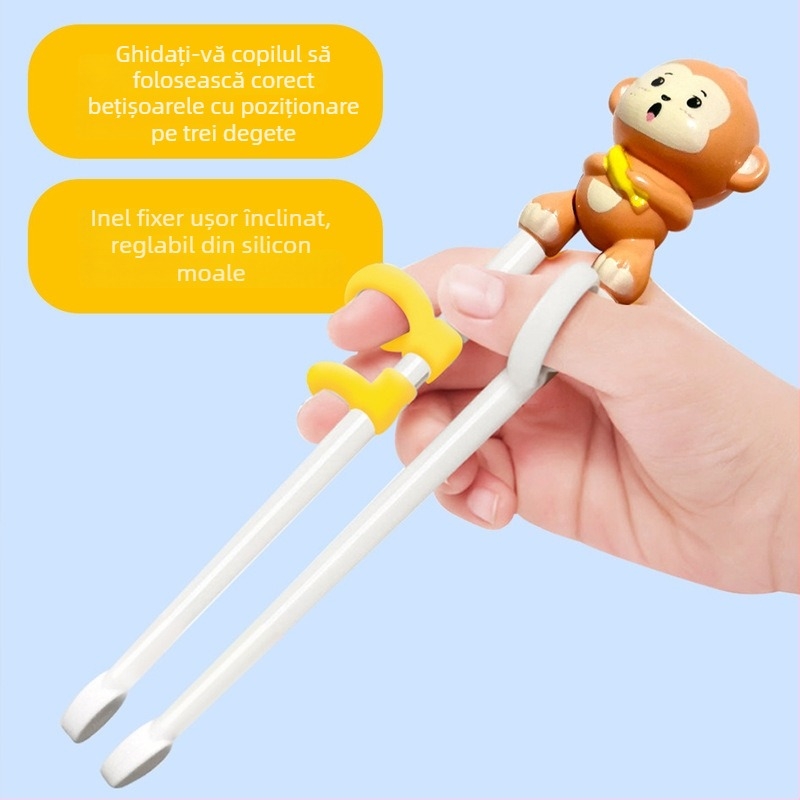 Bețe de mâncare pentru copii – plastic, model desen animat, stil drăguț, pentru copii 3–6 ani