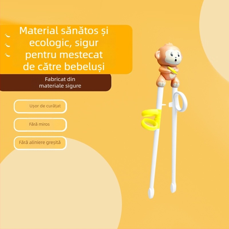Bețe de mâncare pentru copii – plastic, model desen animat, stil drăguț, pentru copii 3–6 ani