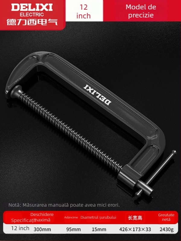 Clemă de tâmplă în formă de G, metalică, pentru uz greu, mobilier și lucrări meșteșugărești