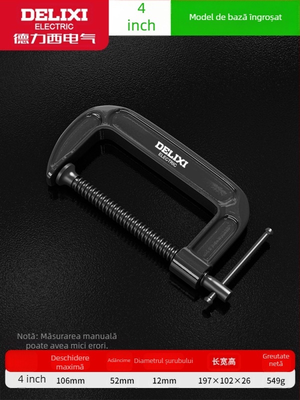 Clemă de tâmplă în formă de G, metalică, pentru uz greu, mobilier și lucrări meșteșugărești