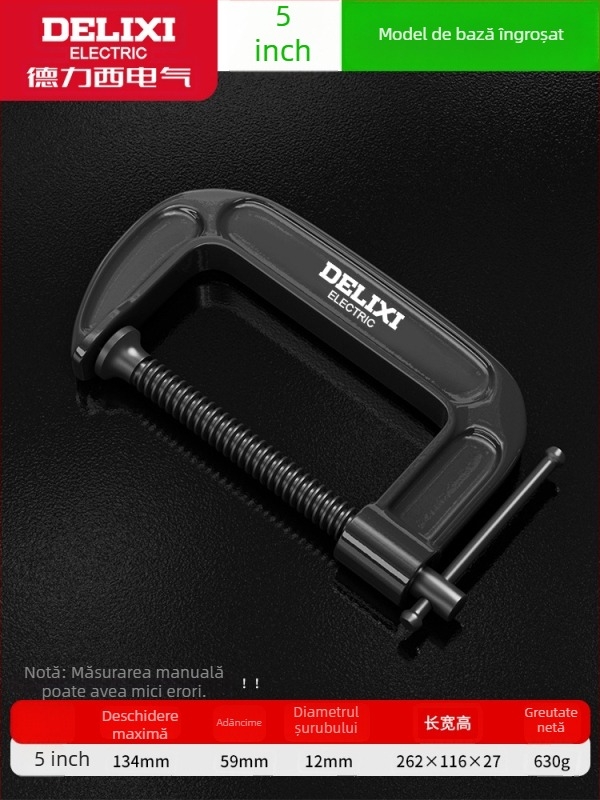 Clemă de tâmplă în formă de G, metalică, pentru uz greu, mobilier și lucrări meșteșugărești