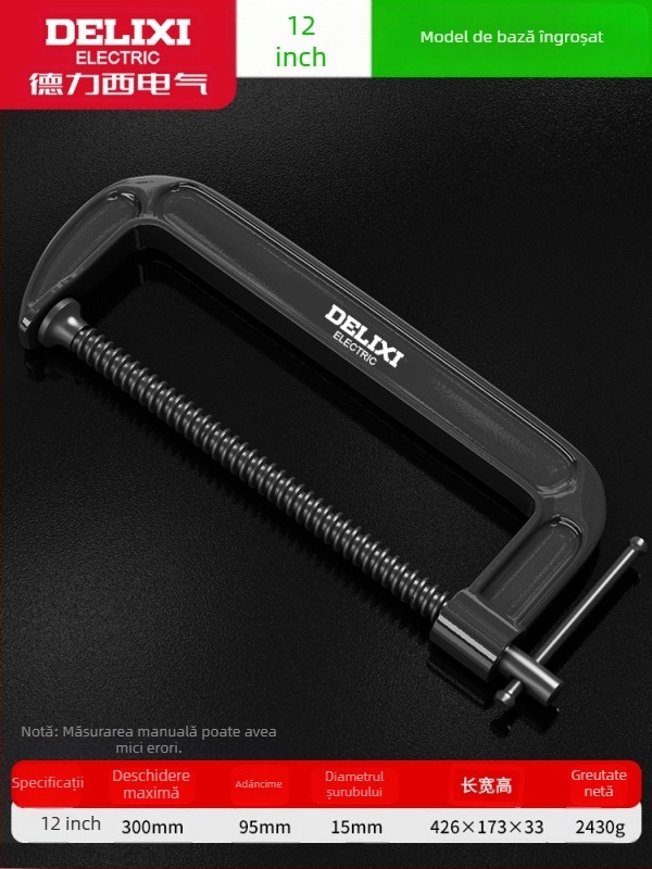 Clemă de tâmplă în formă de G, metalică, pentru uz greu, mobilier și lucrări meșteșugărești