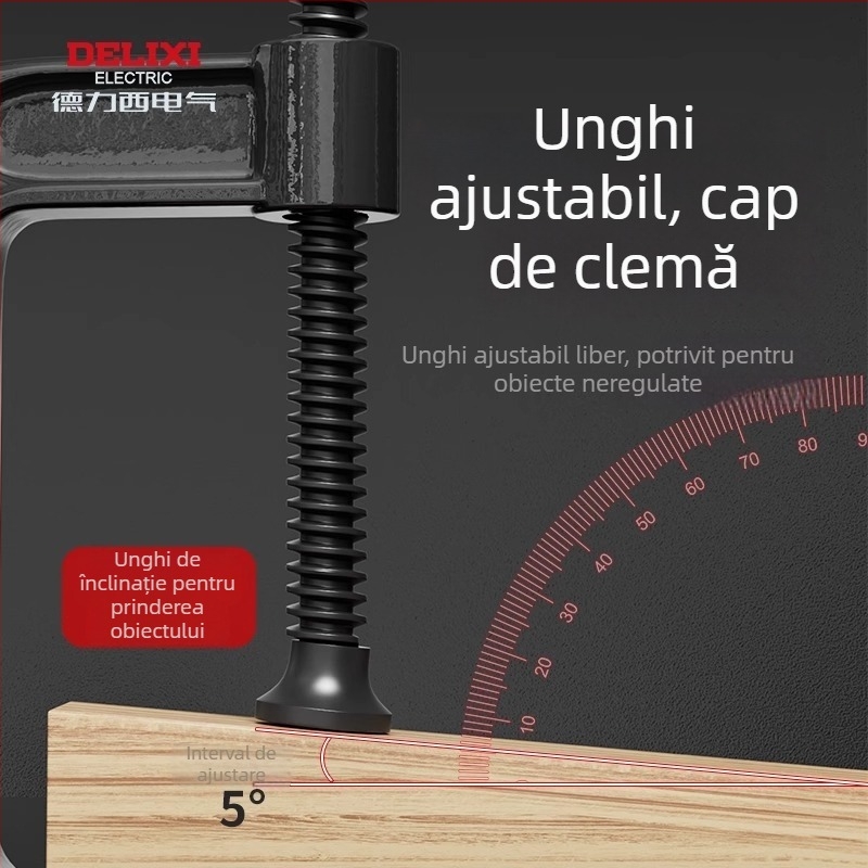 Clemă de tâmplă în formă de G, metalică, pentru uz greu, mobilier și lucrări meșteșugărești