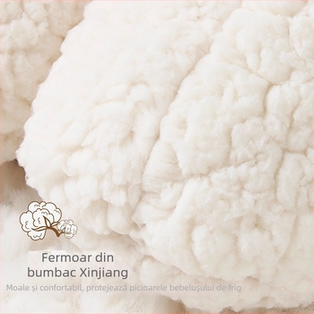 Botosei bebeluși din suede cu căptușeală pufoasă, model cartoon, înalt, pentru 0-36 de luni, toamnă și iarnă