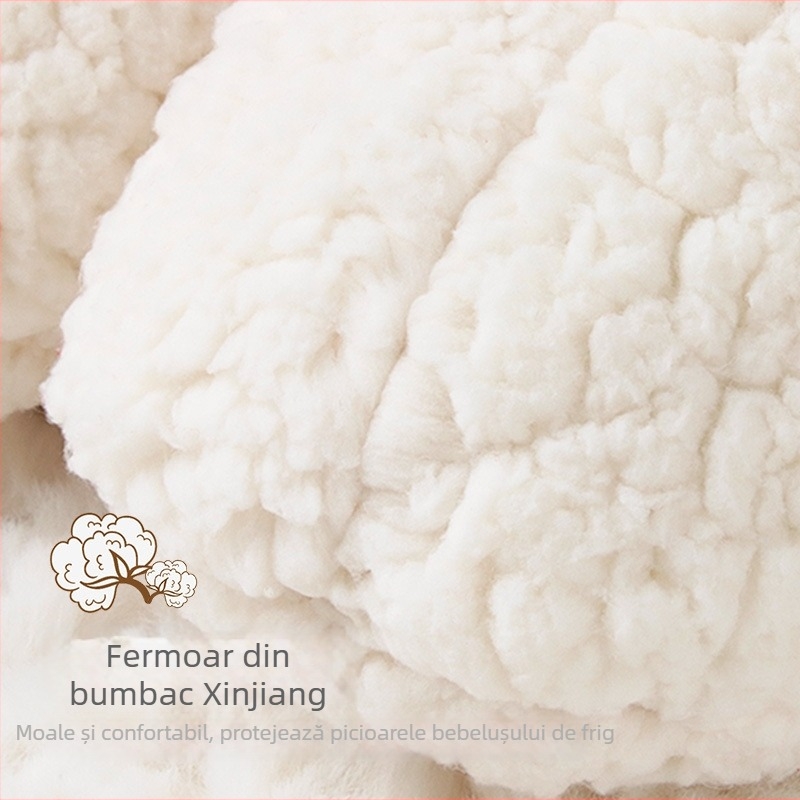 Botosei bebeluși din suede cu căptușeală pufoasă, model cartoon, înalt, pentru 0-36 de luni, toamnă și iarnă