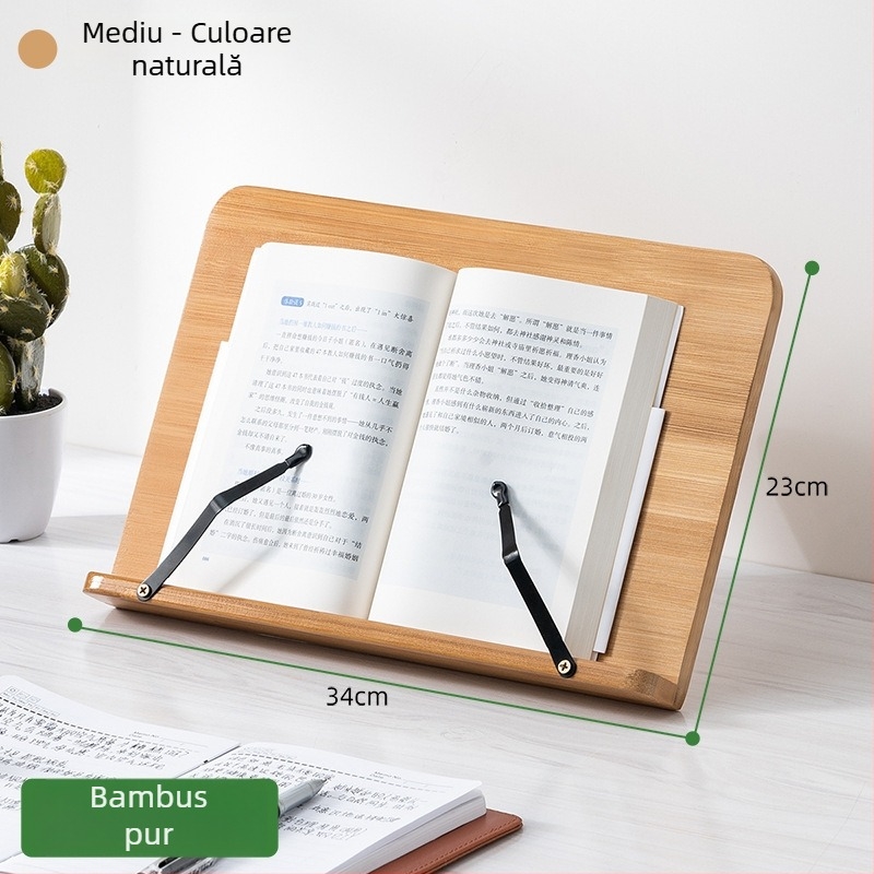 Suport de carte de birou pentru studenți și copii, din bambus, înălțime reglabilă, model 2521YDJ, stil modern minimalist.
