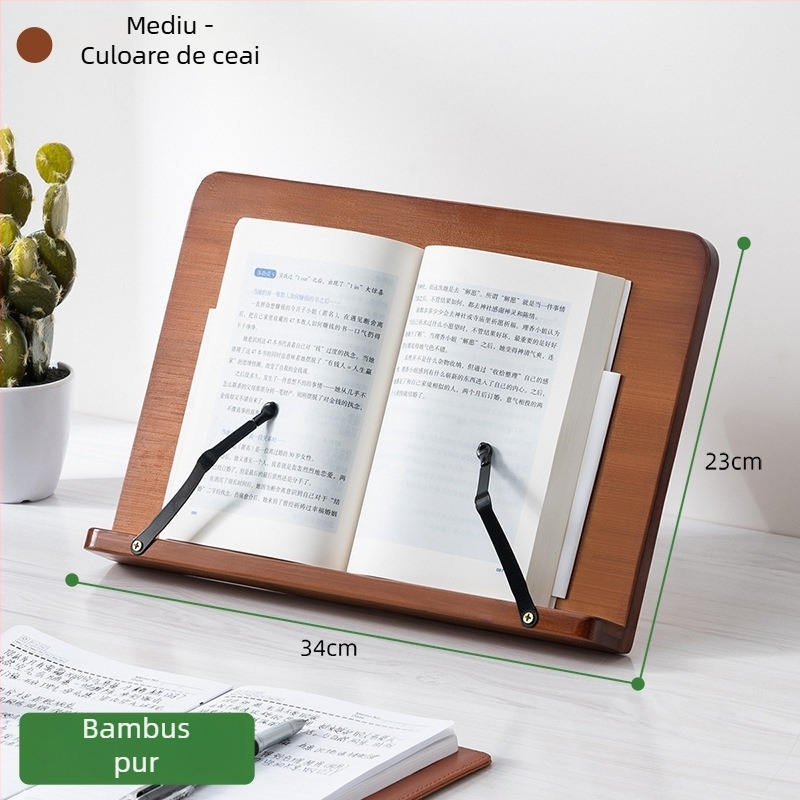 Suport de carte de birou pentru studenți și copii, din bambus, înălțime reglabilă, model 2521YDJ, stil modern minimalist.