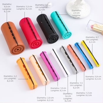 Set cilindric pentru curling cu bară de perm, bandă de cauciuc acoperită, material PP, marca Han Rong