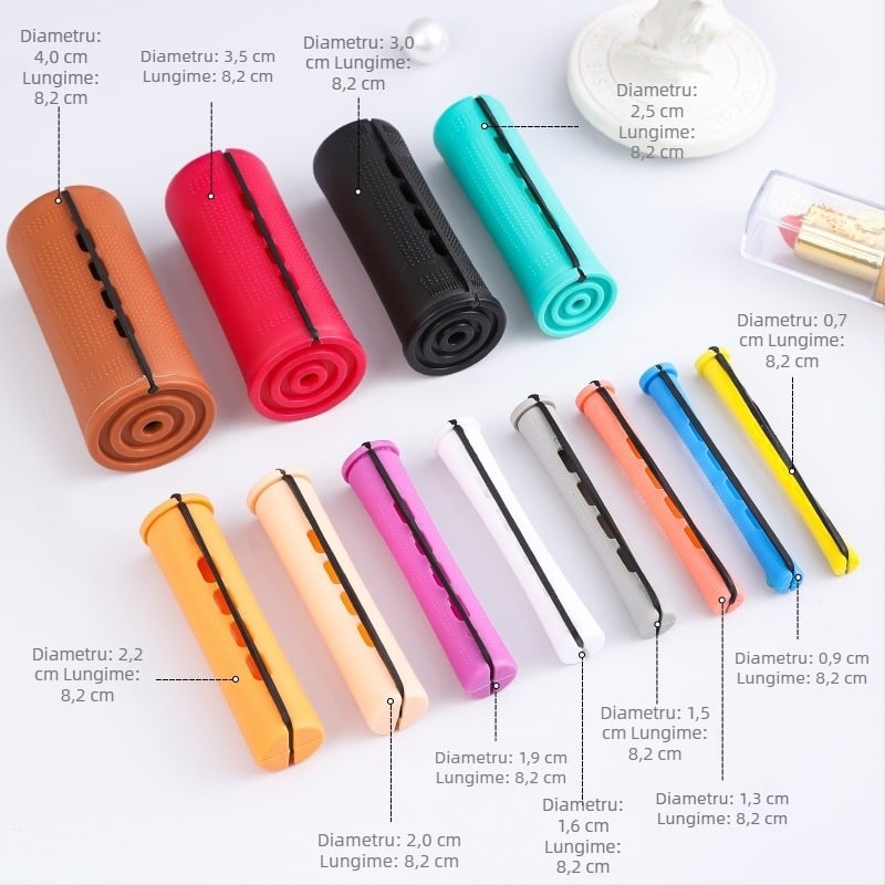 Set cilindric pentru curling cu bară de perm, bandă de cauciuc acoperită, material PP, marca Han Rong
