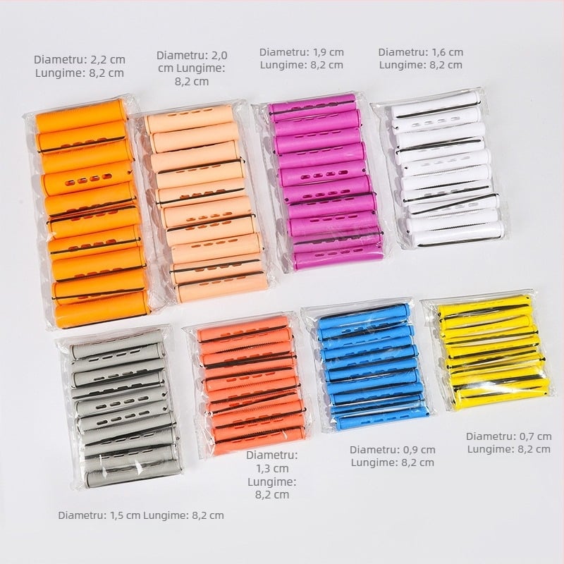 Set cilindric pentru curling cu bară de perm, bandă de cauciuc acoperită, material PP, marca Han Rong