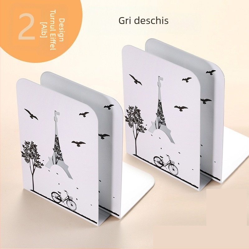 Suport metalic pentru cărți cu separator și clips - Model C30504, Reverse, Suport de birou din oțel, 430 g