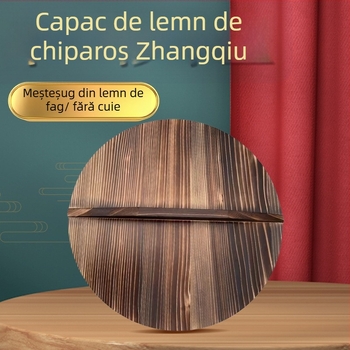 Oală de fier cu capac din lemn de brad, mn-546, stil antic-retro, 0.6 kg, posibil de personalizare