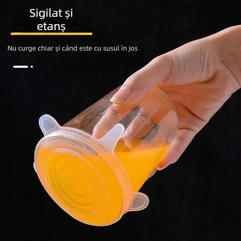 Set de 6 capace pentru frigider și boluri – plastic – design modern simplu – capace universale multifuncționale