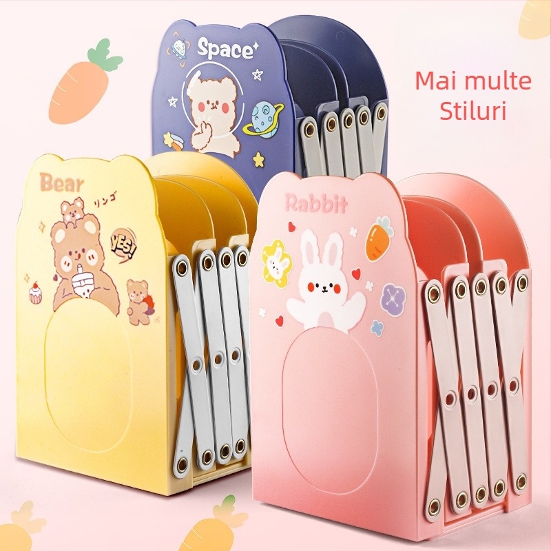 Suport de cărți extensibil, design desen animat, pentru birou, PET, HC-9696, ambalaj unic, cadou gata