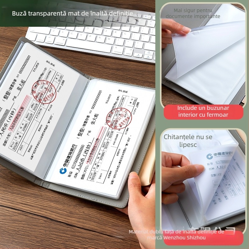 Real Week clip din piele pentru documente, cu design multipagin și motiv cap de cerb, logo personalizabil