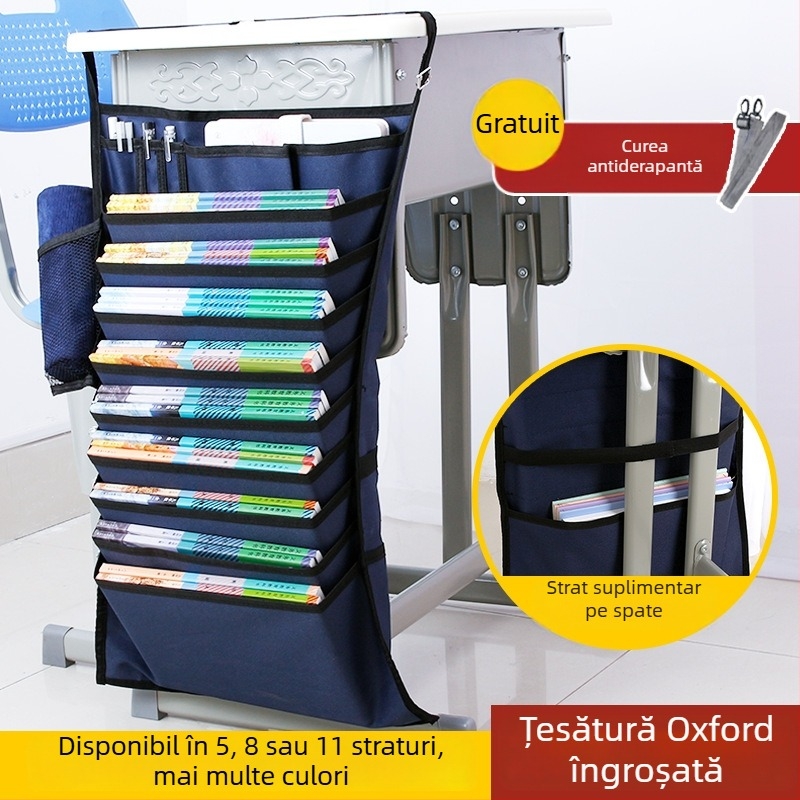 Geantă pentru cărți de birou, atârnată, cu sfoară antiderapantă, material Oxford, compartimente multiple (5/8/11 straturi)