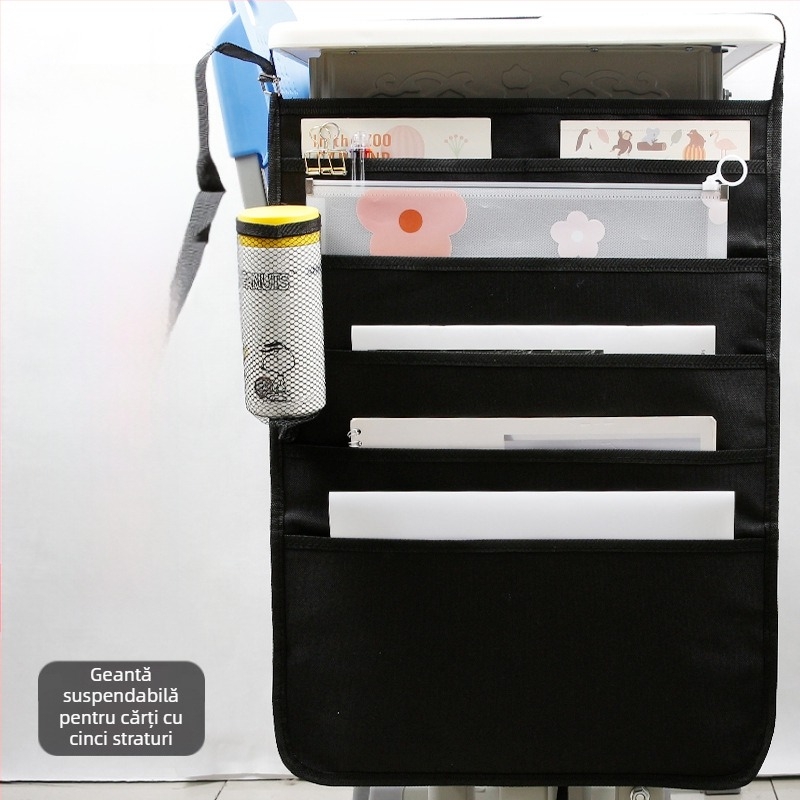 Geantă pentru cărți de birou, atârnată, cu sfoară antiderapantă, material Oxford, compartimente multiple (5/8/11 straturi)