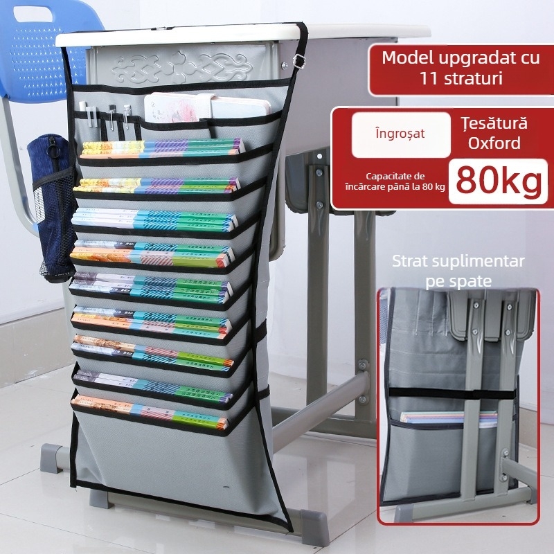 Geantă pentru cărți de birou, atârnată, cu sfoară antiderapantă, material Oxford, compartimente multiple (5/8/11 straturi)