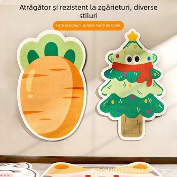 Placă de zgâriere pentru pisici – autocolant de perete, design cartoon, rezistent la uzură, poliester, marca WB, 100 bucăți pe cutie