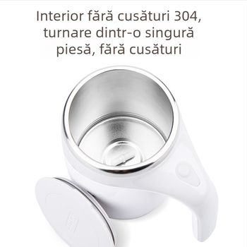 Cană de cafea din oțel inoxidabil 304, rotire magnetică automată, capac, personalizabilă