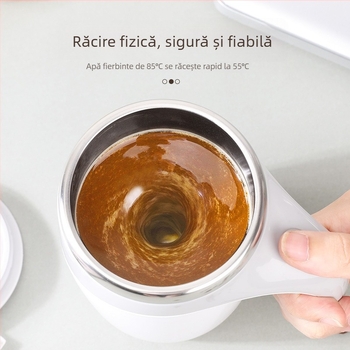 Cană de cafea din oțel inoxidabil 304, rotire magnetică automată, capac, personalizabilă