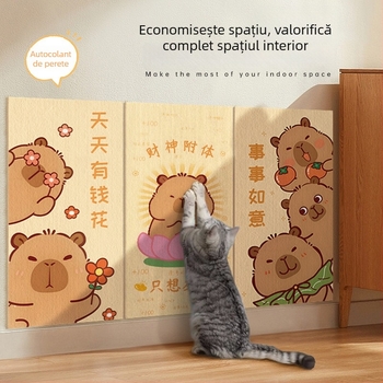 Water Wood Placă verticală pentru zgâriere pisici – rezistentă la uzură, fără scame, Autocolant pentru perete, Material: Țesătură de covor, Stil drăguț