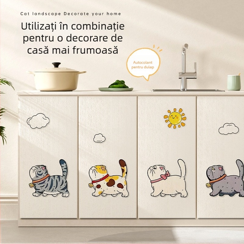 Water Wood Placă verticală pentru zgâriere pisici – rezistentă la uzură, fără scame, Autocolant pentru perete, Material: Țesătură de covor, Stil drăguț