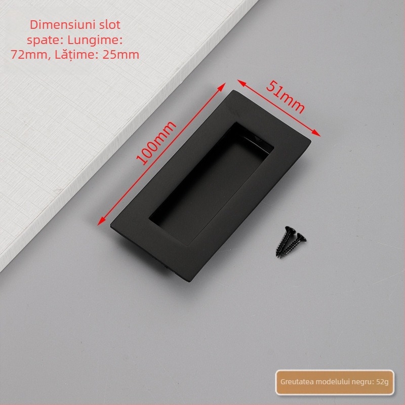 Mâner ascuns pentru ușă glisantă din oțel inox, încastrat, finisaj texturat, stil modern minimalist