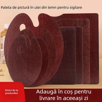 Paletă din lemn pentru pictură în ulei, ovală, lucrată manual, cu finisaj glazurat, destinat elevilor de artă, potrivită pentru gouache