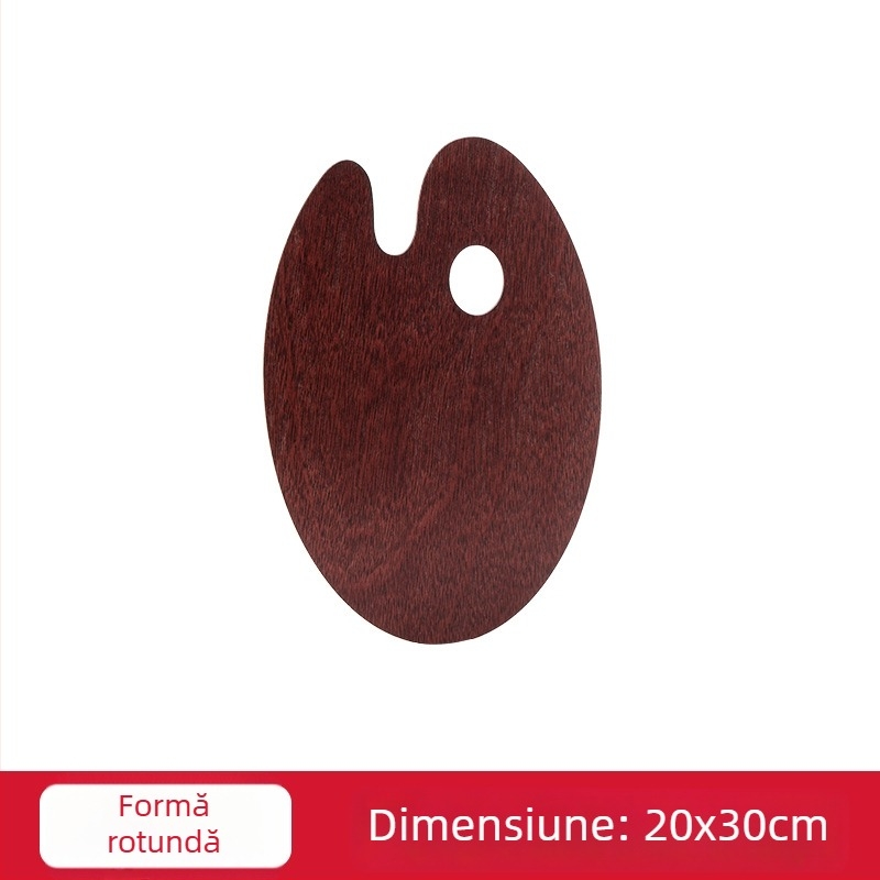 Paletă din lemn pentru pictură în ulei, ovală, lucrată manual, cu finisaj glazurat, destinat elevilor de artă, potrivită pentru gouache
