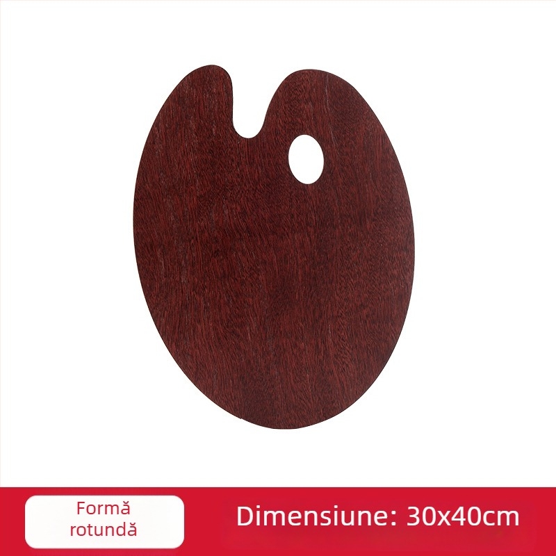 Paletă din lemn pentru pictură în ulei, ovală, lucrată manual, cu finisaj glazurat, destinat elevilor de artă, potrivită pentru gouache