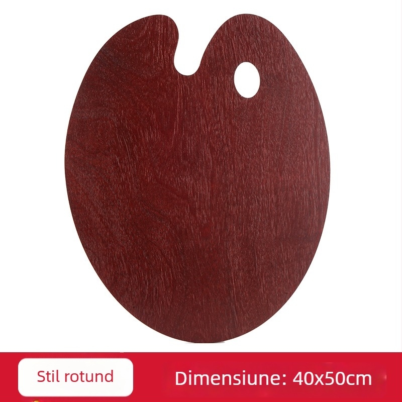 Paletă din lemn pentru pictură în ulei, ovală, lucrată manual, cu finisaj glazurat, destinat elevilor de artă, potrivită pentru gouache