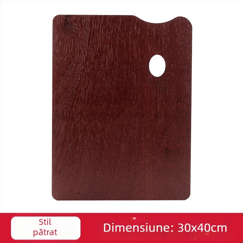 Paletă din lemn pentru pictură în ulei, ovală, lucrată manual, cu finisaj glazurat, destinat elevilor de artă, potrivită pentru gouache