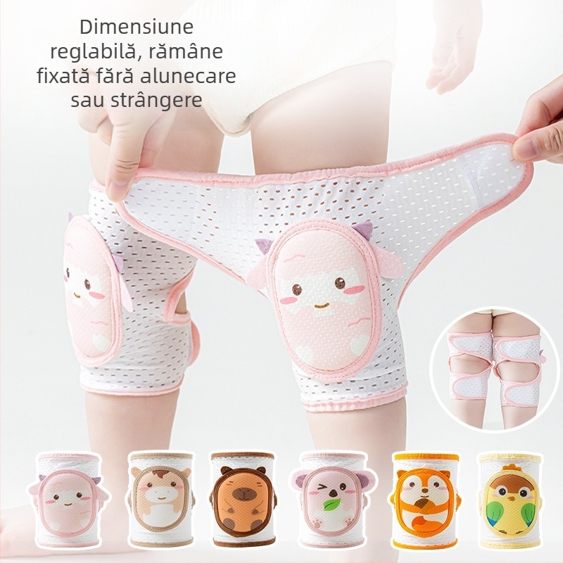 Protecții pentru genunchi și coate pentru copii, reglabile, plasă respirabilă, pentru târâre și mers, vară