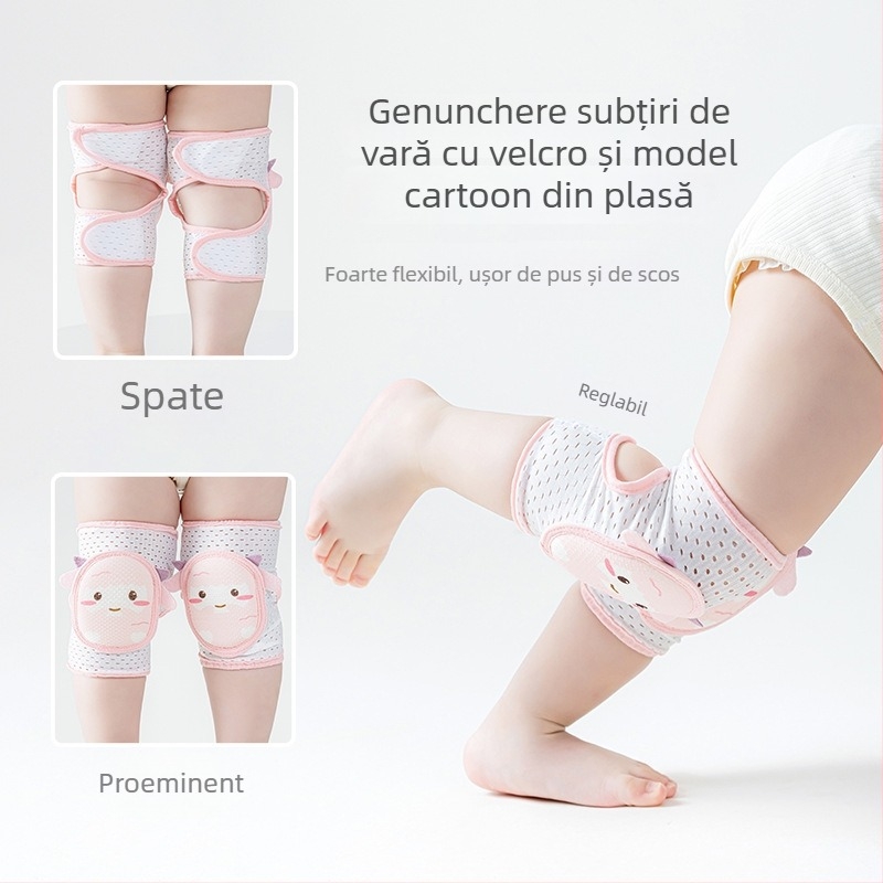 Protecții pentru genunchi și coate pentru copii, reglabile, plasă respirabilă, pentru târâre și mers, vară