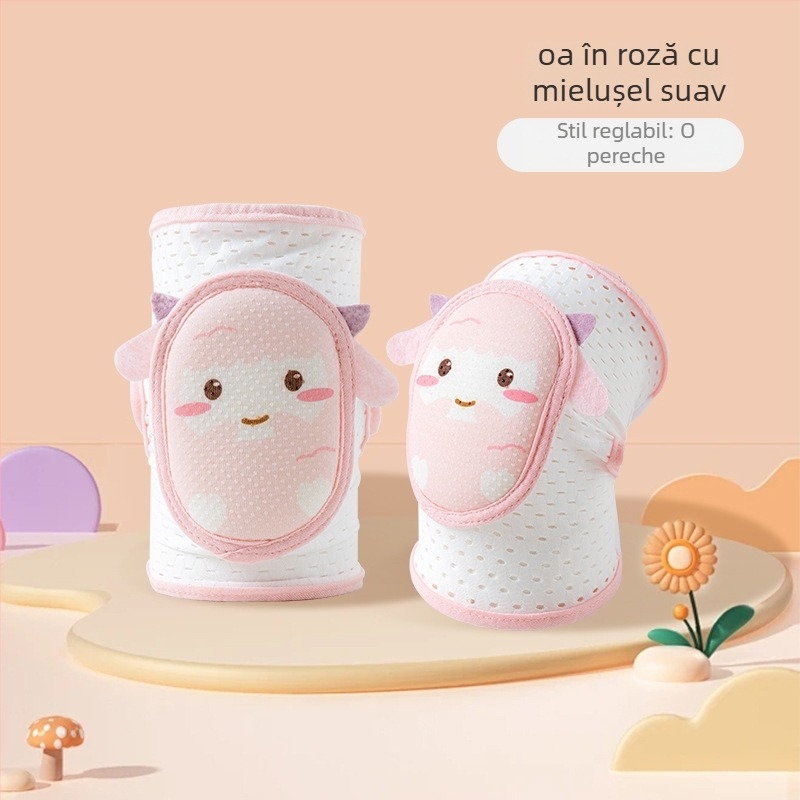 Protecții pentru genunchi și coate pentru copii, reglabile, plasă respirabilă, pentru târâre și mers, vară