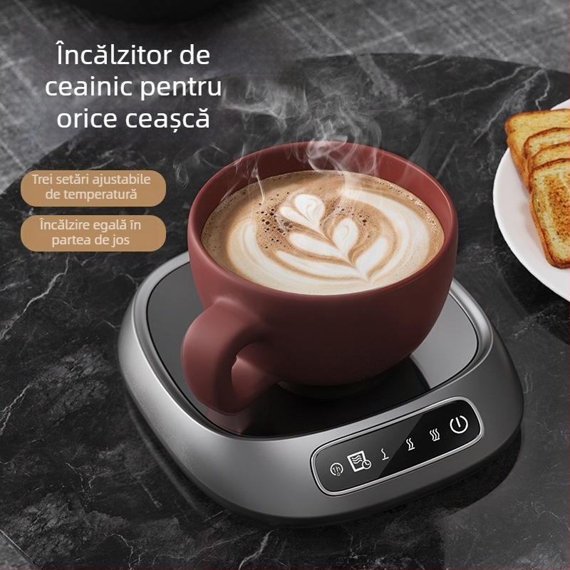 Încălzitor termostatic pentru cană - 3 niveluri de temperatură, carcasă ABS, alimentare USB, control cu buton și atingere, oprire automată