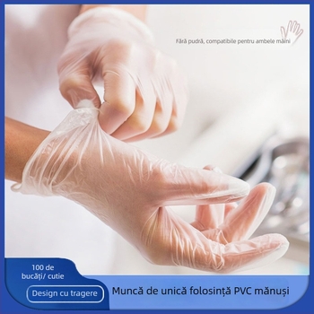 Mănuși PVC de unică folosință, de calitate alimentară, transparente și îngroșate, pentru înfrumusețare/frizerie, 50 perechi