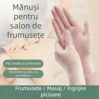 Mănuși de masaj din PVC, de unică folosință, pentru saloane de înfrumusețare – anti-alunecare, transparente, personalizare disponibilă