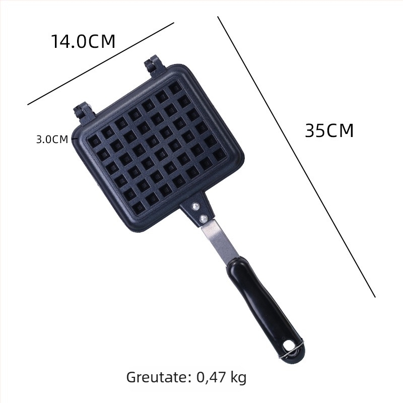 Tavă pentru vafe, antiaderentă, cu două fețe, din aliaj de aluminiu, disc de copt