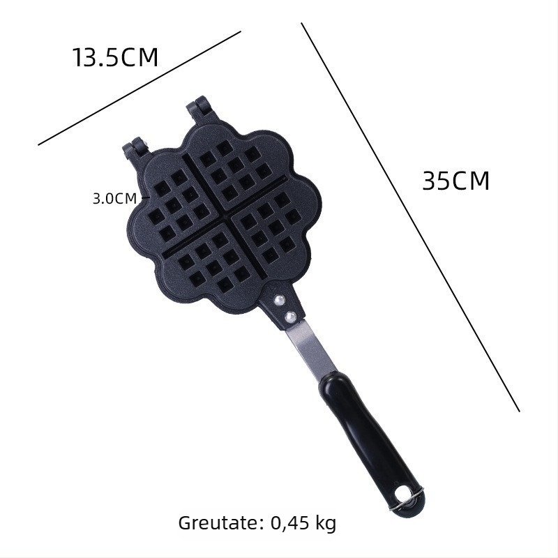 Tavă pentru vafe, antiaderentă, cu două fețe, din aliaj de aluminiu, disc de copt