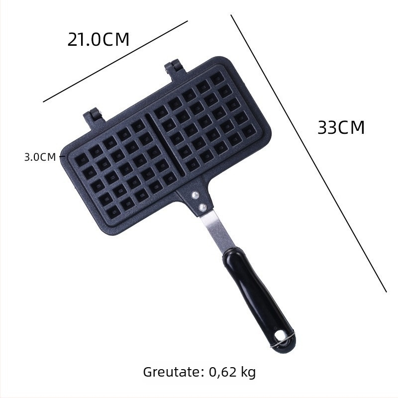 Tavă pentru vafe, antiaderentă, cu două fețe, din aliaj de aluminiu, disc de copt