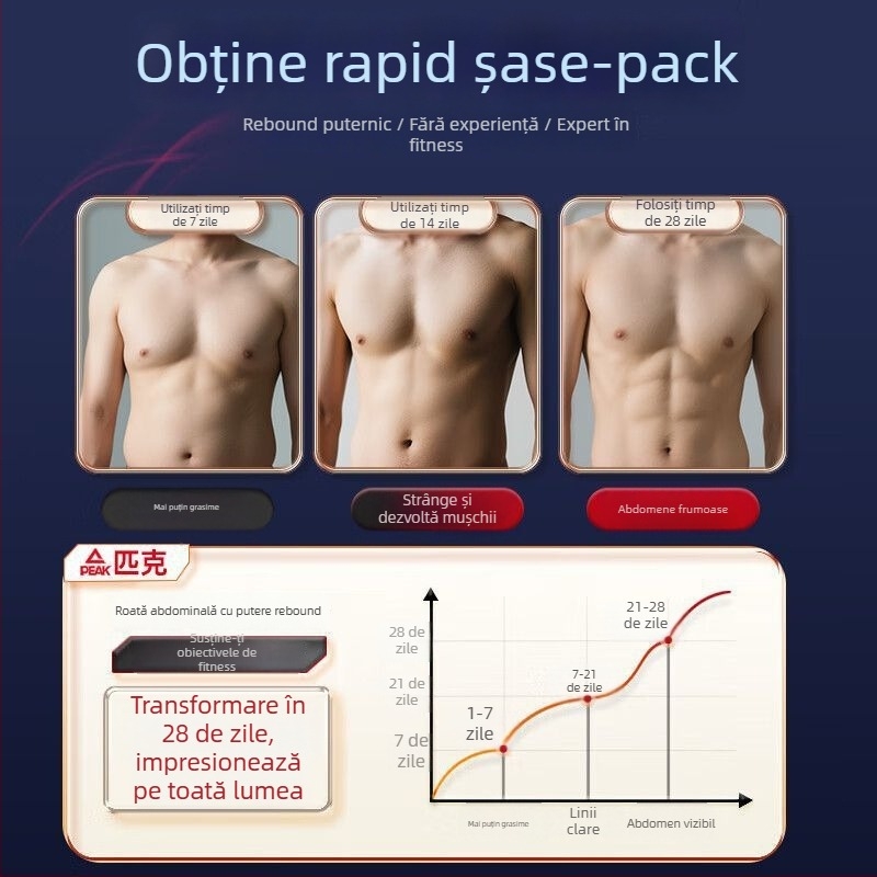 Ab Wheel cu patru roți, revenire automată – nepliabil, model: Four-wheel Flat Plate Support Ab Wheel, greutate 2,3 kg, potrivit pentru birou, acasă și afară