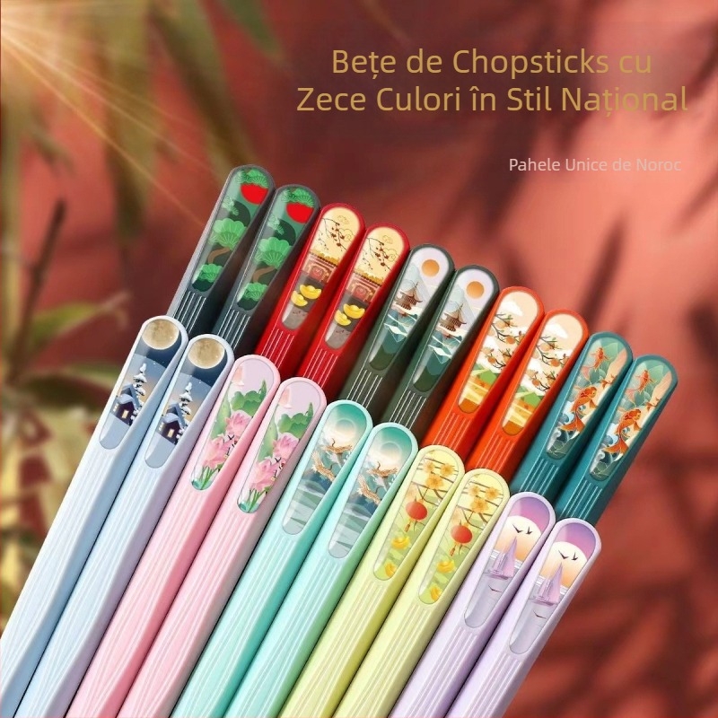 Bețișoare pentru masă din material PET, stil drăguț cartoon, set de 5 bețișoare Town Head, pentru adulți