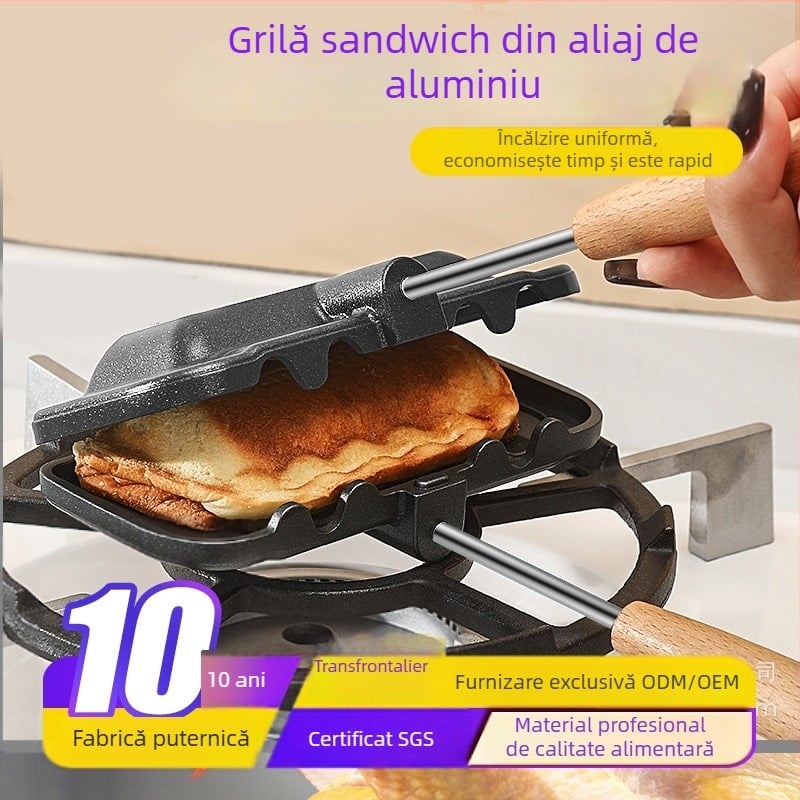 Tavă pentru sandvișuri din aliaj de aluminiu, cu acoperire teflonată (antiaderentă), stil japonez, set de 4 bucăți, lansare iarna 2023.